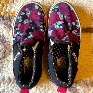 Girls floral Vans Asher slip on shoes size 12